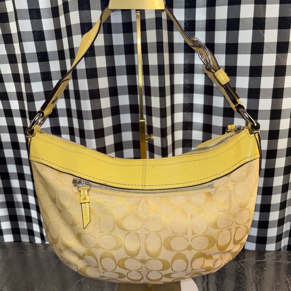 Coach Soho Pleated Yellow Signature Hobo Shoulder Bag 2010